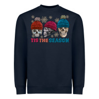 Navy tis the season skull winter Heavyweight Sweatshirt - FaDigitalArtStudio