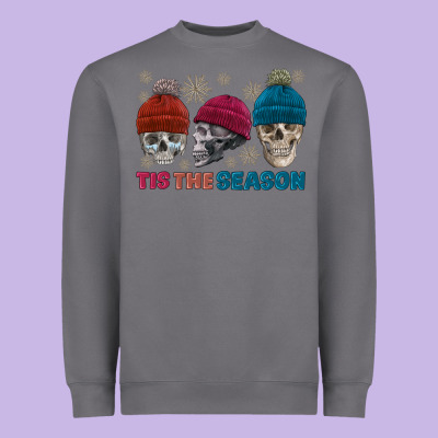 Tis The Season Skull Winter Heavyweight Sweatshirt Designed By Fadigitalartstudio