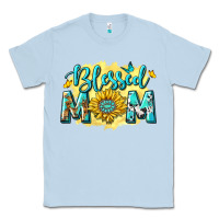 Dusty Blue Blessed Mom with Sunflowers Classic Tee - texasbilliewilder
