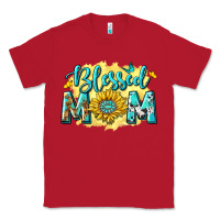 Red Blessed Mom with Sunflowers Classic Tee - texasbilliewilder