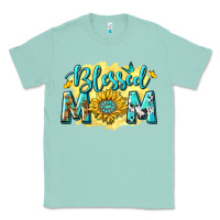 Seafoam Blessed Mom with Sunflowers Classic Tee - texasbilliewilder