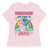Bubblegum Pink unicorns are born in june Ladies Tee - Jasminsmagicworld