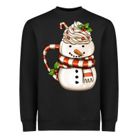 Black Christmas Snowman Coffee Cup Heavyweight Sweatshirt - FaDigitalArtStudio