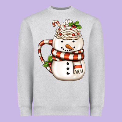 Christmas Snowman Coffee Cup Heavyweight Sweatshirt Designed By Fadigitalartstudio