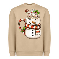 Mushroom Christmas Snowman Coffee Cup Heavyweight Sweatshirt - FaDigitalArtStudio