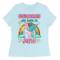 Baby Blue unicorns are born in june Ladies Tee - Jasminsmagicworld