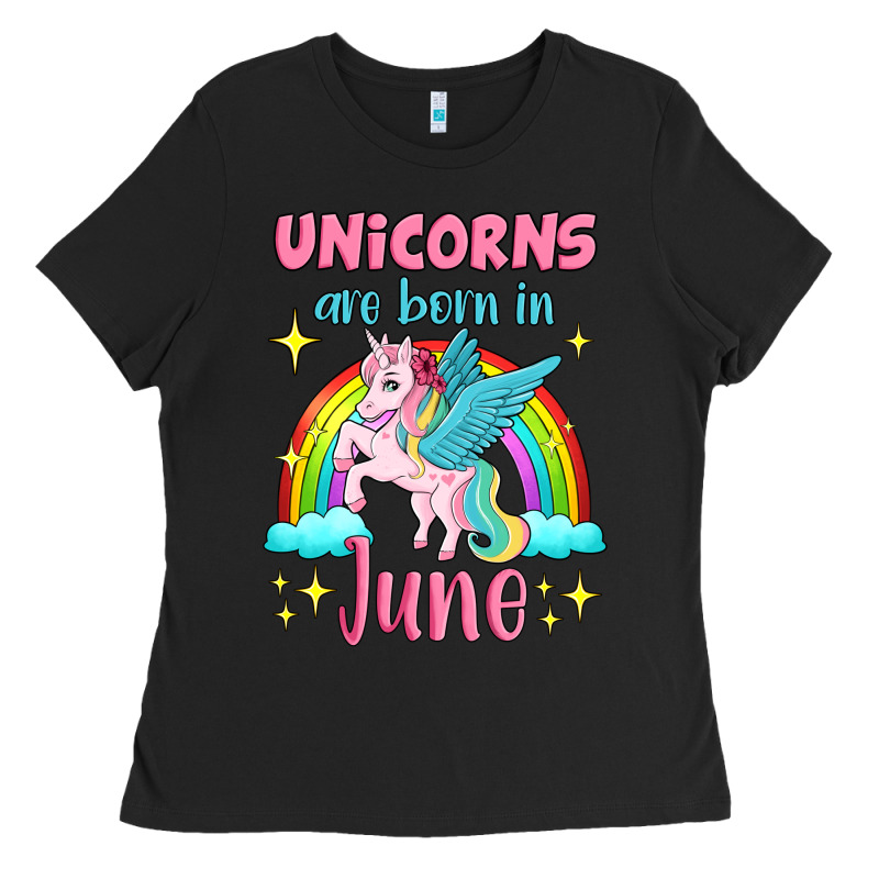 Unicorns Are Born In June Ladies Tee by Jasminsmagicworld | Teevron