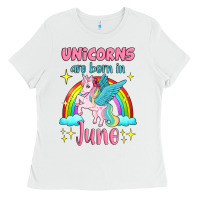 White unicorns are born in june Ladies Tee - Jasminsmagicworld
