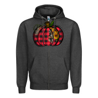 Charcoal Heather Buffalo Pumpkin Zipper Hoodie - CowhideDigitalArt