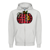 Dove Grey Buffalo Pumpkin Zipper Hoodie - CowhideDigitalArt