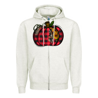 Oatmeal Heather Buffalo Pumpkin Zipper Hoodie - CowhideDigitalArt
