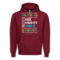 Burgundy nice naughty jewish ugly hanukkah sweater chanukah jew gift premium t Zipper Hoodie - minhPixels