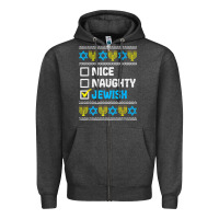 Charcoal Heather nice naughty jewish ugly hanukkah sweater chanukah jew gift premium t Zipper Hoodie - minhPixels