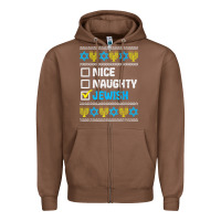 Chestnut nice naughty jewish ugly hanukkah sweater chanukah jew gift premium t Zipper Hoodie - minhPixels