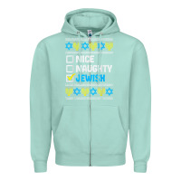 Seafoam nice naughty jewish ugly hanukkah sweater chanukah jew gift premium t Zipper Hoodie - minhPixels