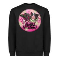 Black Pink Merry Christmas Pig Heavyweight Sweatshirt - FaDigitalArtStudio