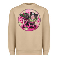 Mushroom Pink Merry Christmas Pig Heavyweight Sweatshirt - FaDigitalArtStudio
