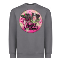 Storm Pink Merry Christmas Pig Heavyweight Sweatshirt - FaDigitalArtStudio