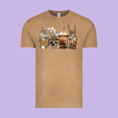 Skeleton Coffee Vintage Tee Designed By Jasminsmagicworld