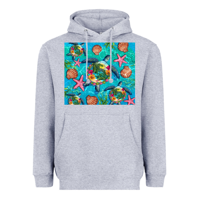 Turtle Summer Seashells Starfish Seaweed Heavyweight Hoodie by Artiststas | Teevron