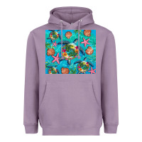 Lavender Turtle summer seashells starfish seaweed Heavyweight Hoodie - Artiststas