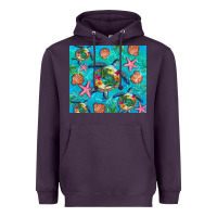 Plum Turtle summer seashells starfish seaweed Heavyweight Hoodie - Artiststas