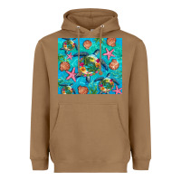 Toasted Coconut Turtle summer seashells starfish seaweed Heavyweight Hoodie - Artiststas