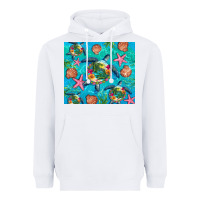 White Turtle summer seashells starfish seaweed Heavyweight Hoodie - Artiststas