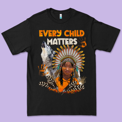 Every Child Matters Child And Wolf Premium Tee Designed By Barkaloodesign