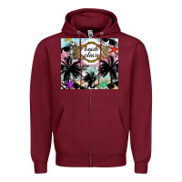 Burgundy Beach Please Zipper Hoodie - CowhideDigitalArt