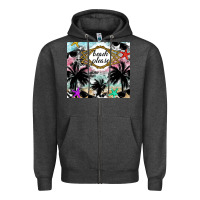 Charcoal Heather Beach Please Zipper Hoodie - CowhideDigitalArt