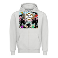 Dove Grey Beach Please Zipper Hoodie - CowhideDigitalArt