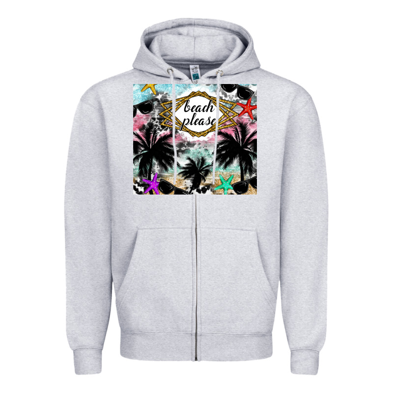 Beach Please Zipper Hoodie by CowhideDigitalArt | Teevron