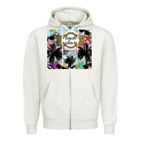 Oatmeal Heather Beach Please Zipper Hoodie - CowhideDigitalArt