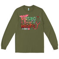 Army Green cowgirl nursing is a work of heart Long Sleeve Tee - CowGirlArtShop