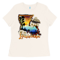 Bone louisiana  sunset map magnolia Ladies Tee - BarkalooDesign