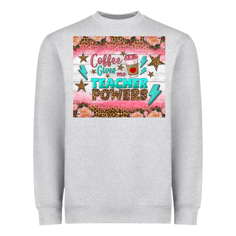Coffee Gives Me Teacher Powers Tumbler Heavyweight Sweatshirt by BundleAndBundleShop | Teevron