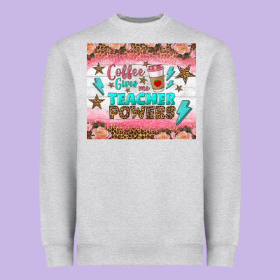 Coffee Gives Me Teacher Powers Tumbler Heavyweight Sweatshirt Designed By Bundleandbundleshop