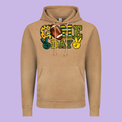 Game Day Yellow And Green Team Color Vintage Hoodie Designed By Howdyjamesfarm