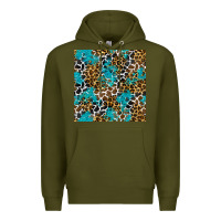 Army Green turquoise glitter cowhide leopard seamless pattern Premium Hoodie - BundleAndBundleShop
