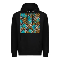 Black turquoise glitter cowhide leopard seamless pattern Premium Hoodie - BundleAndBundleShop