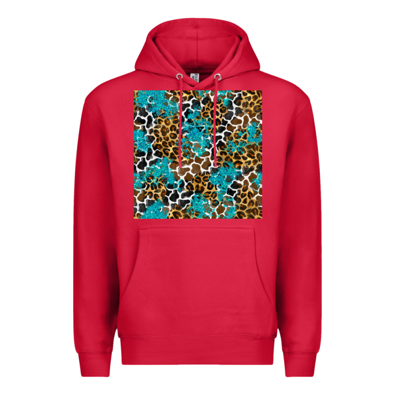 Turquoise Glitter Cowhide Leopard Seamless Pattern Premium Hoodie by BundleAndBundleShop | Teevron