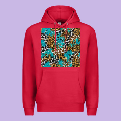 Turquoise Glitter Cowhide Leopard Seamless Pattern Premium Hoodie Designed By Bundleandbundleshop