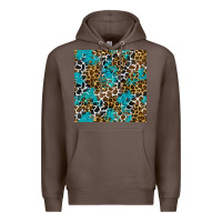Coffee turquoise glitter cowhide leopard seamless pattern Premium Hoodie - BundleAndBundleShop