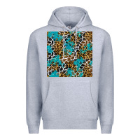 Heather Grey turquoise glitter cowhide leopard seamless pattern Premium Hoodie - BundleAndBundleShop
