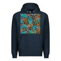 Navy turquoise glitter cowhide leopard seamless pattern Premium Hoodie - BundleAndBundleShop