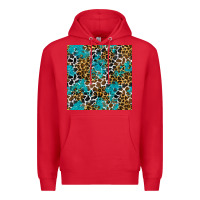 Red turquoise glitter cowhide leopard seamless pattern Premium Hoodie - BundleAndBundleShop