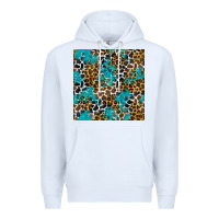 White turquoise glitter cowhide leopard seamless pattern Premium Hoodie - BundleAndBundleShop