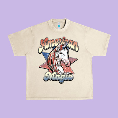 American Unicorn Magic Urban Heavy Tee Designed By Howdyjamesfarm