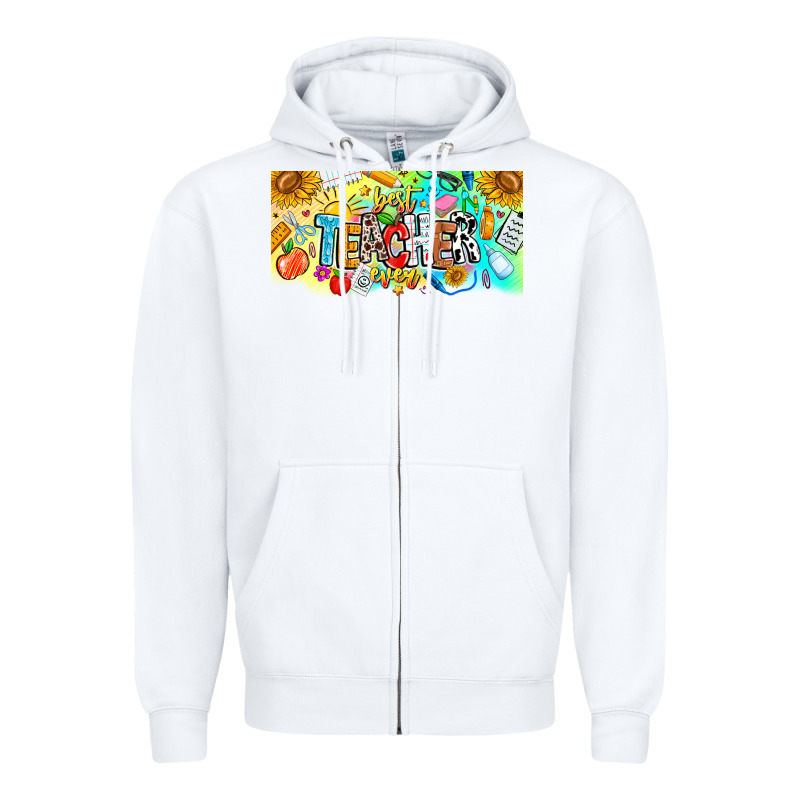 Best Teacher Ever Zipper Hoodie by CowhideDigitalArt | Teevron